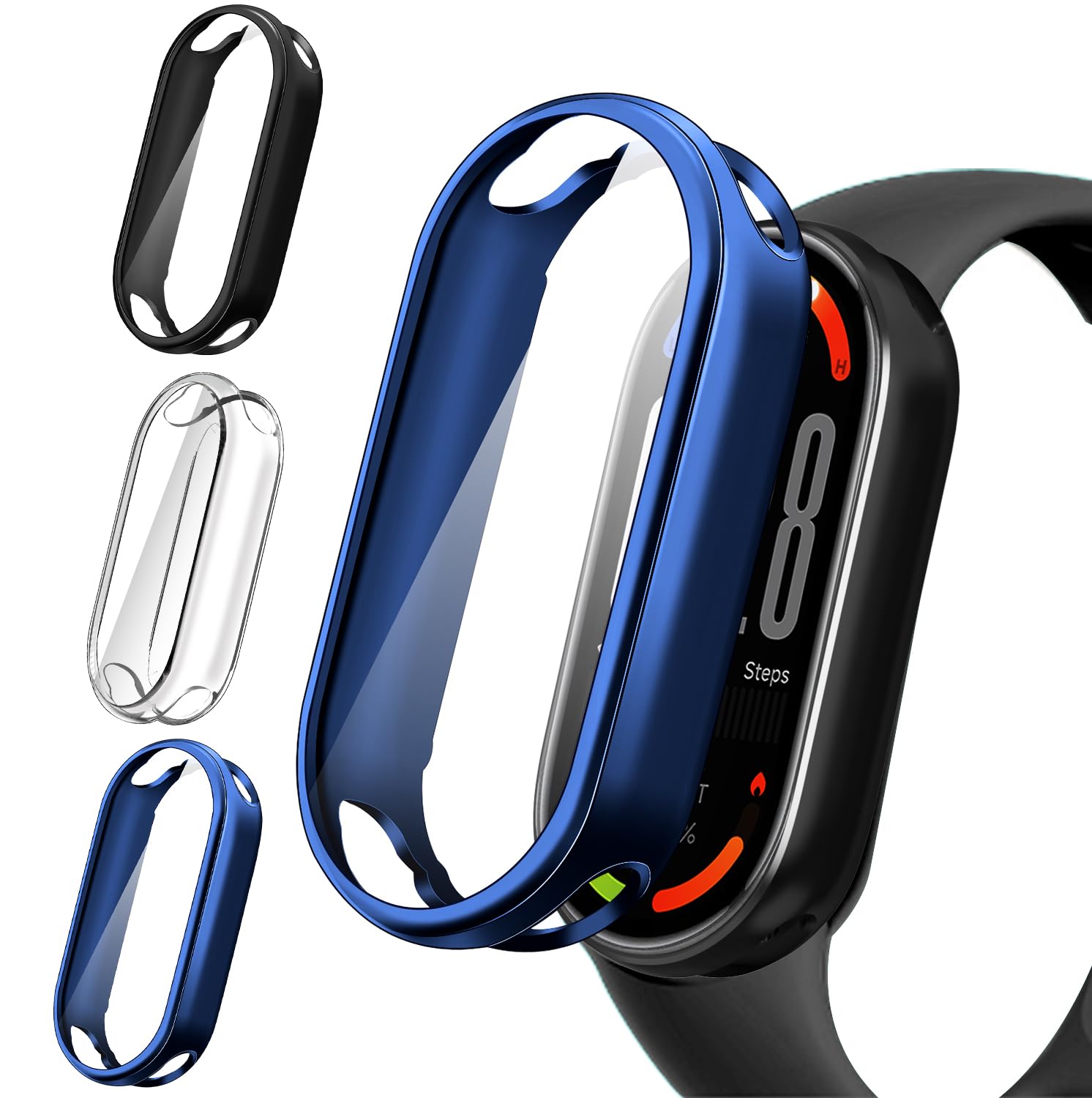 ivoler 3 sztuki etui z osłoną ekranu do Xiaomi Smart Band 10, pełne etui ochronne z miękkiego TPU cienkie, odporne na wstrząsy odporne na zarysowania (przezroczyste czarne i niebieskie)