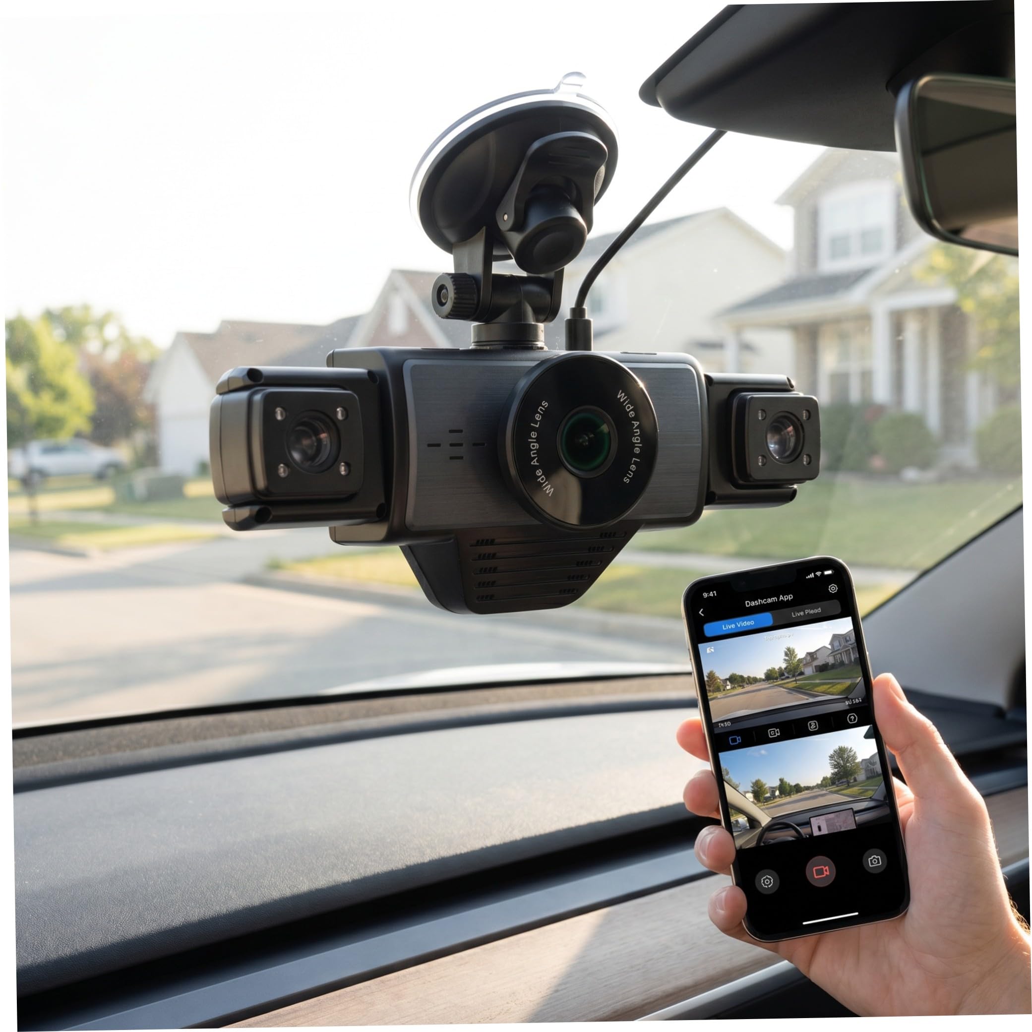 Videoregistratore Auto con Wifi, Visione Notturna Infrarossi | Copertura Grandangolare, Registrazione in Ciclo Automatica, Corpo Abs Nero, per Auto e Viaggio su Strada