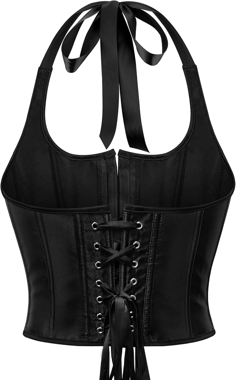 Moessa Women's Sexy Halter Corset Tops Vintage Lace Up Backless Boned Bustier Bodyshaper Crop Tops - Image 6