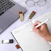 Vista 5 de TIESOME Soporte retro de piel sintética para bolígrafo, 4 piezas con clips para diario, planificador, portapapeles, bolsillo de oficina, se adapta a