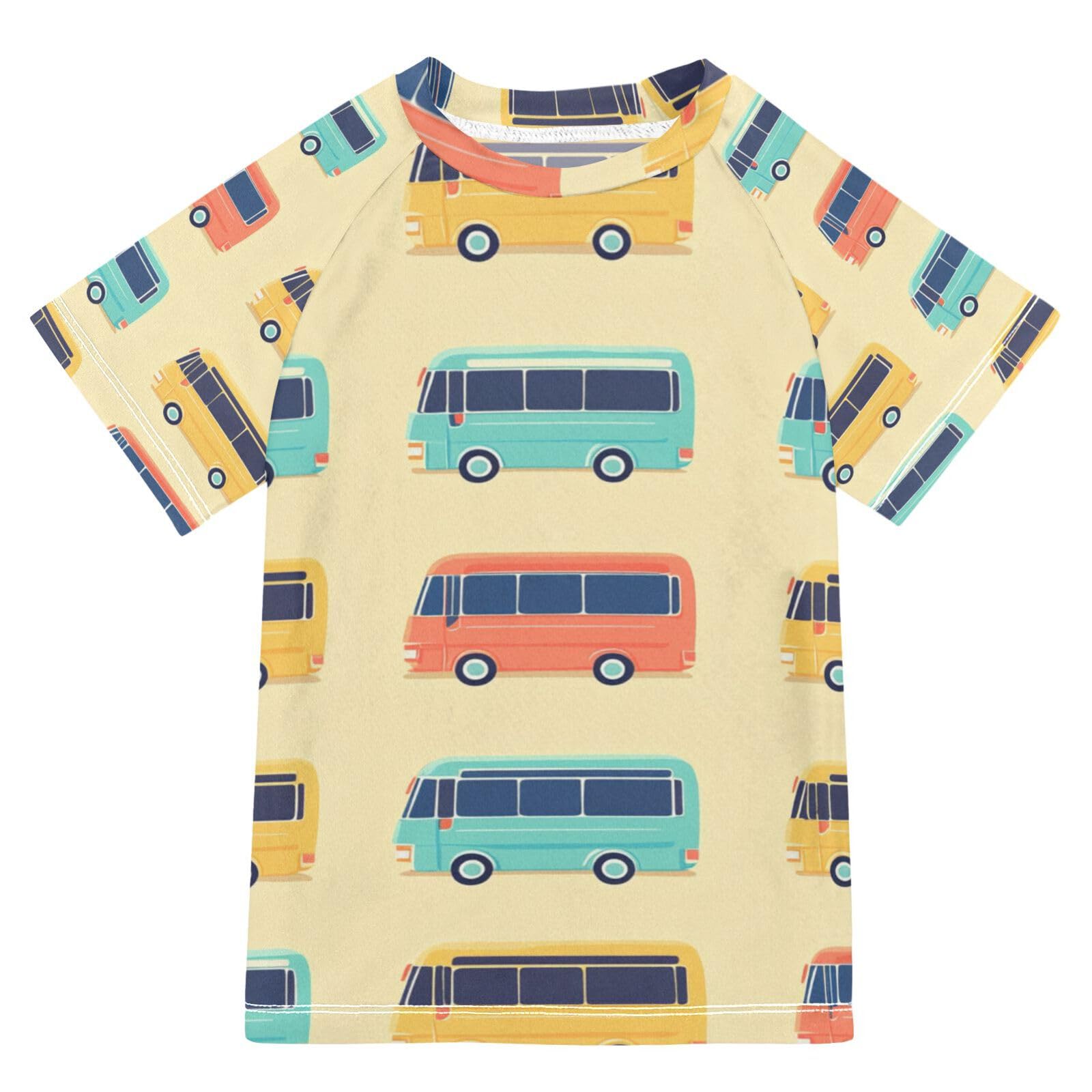 Jucciaco Boys Swing Shirts Bus Car Graphic Truck Rashguard Short Sleeve Kids T-Shirts Sun UPF 50+ Multicoloured