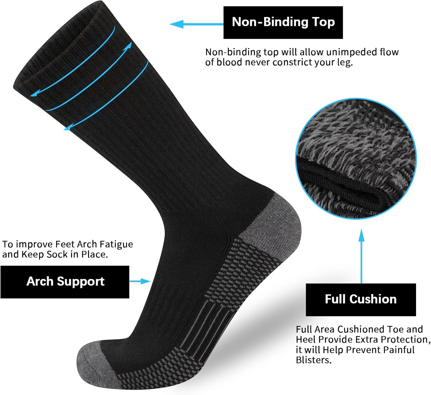 COOVAN 12 Pack Crew Socks for Men Half Cushion Moisture Wicking Athletic Socks - Image 4