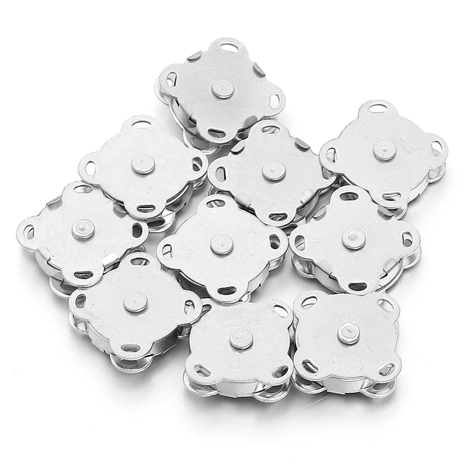 Magnetic Press Studs 10Sets Magnetic Snap Button Metal Invisible Sew on Lock Clasps Fasteners for Purse Bags Clothes Craft DIY Accessories(Silver)