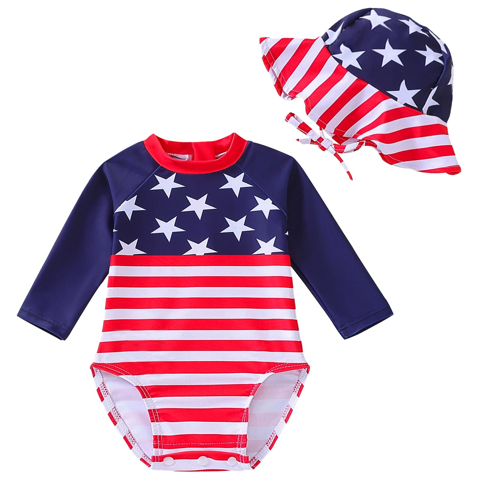 WOLBAY Baby Girl Swimsuit Long Sleeve One Piece Rash Guard with Sun Hat Zipper Bathing Suit Size 0-2T