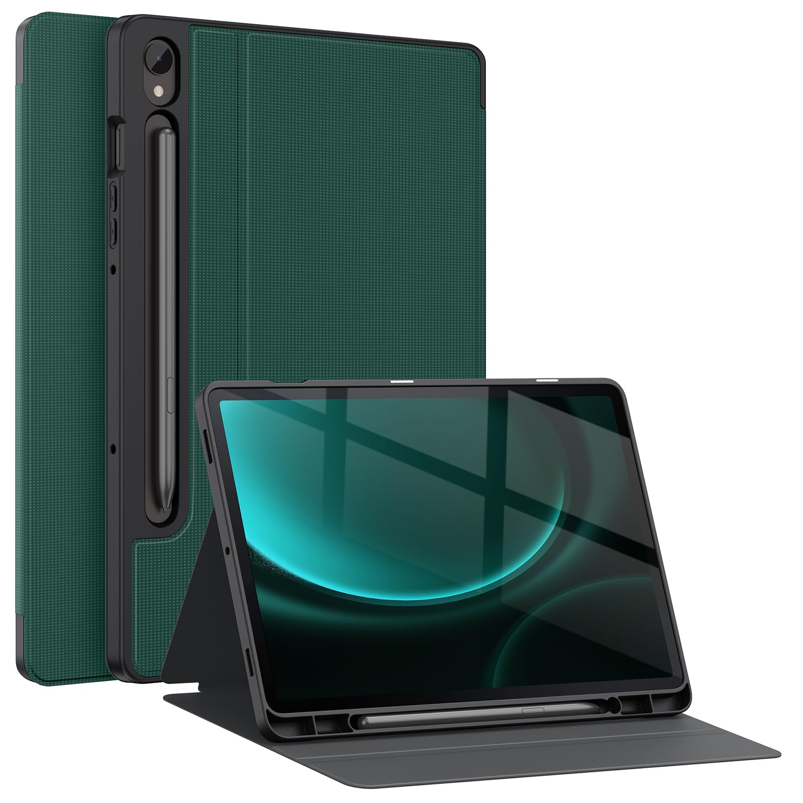 Soke Case for Samsung Galaxy Tab S9 FE 5G 2023 - Shockproof Stand Folio Case,Multi-Viewing Angles,Soft TPU Back Cover for Galaxy Tab S9 FE 10.9 inch Tablet,MidnightGreen
