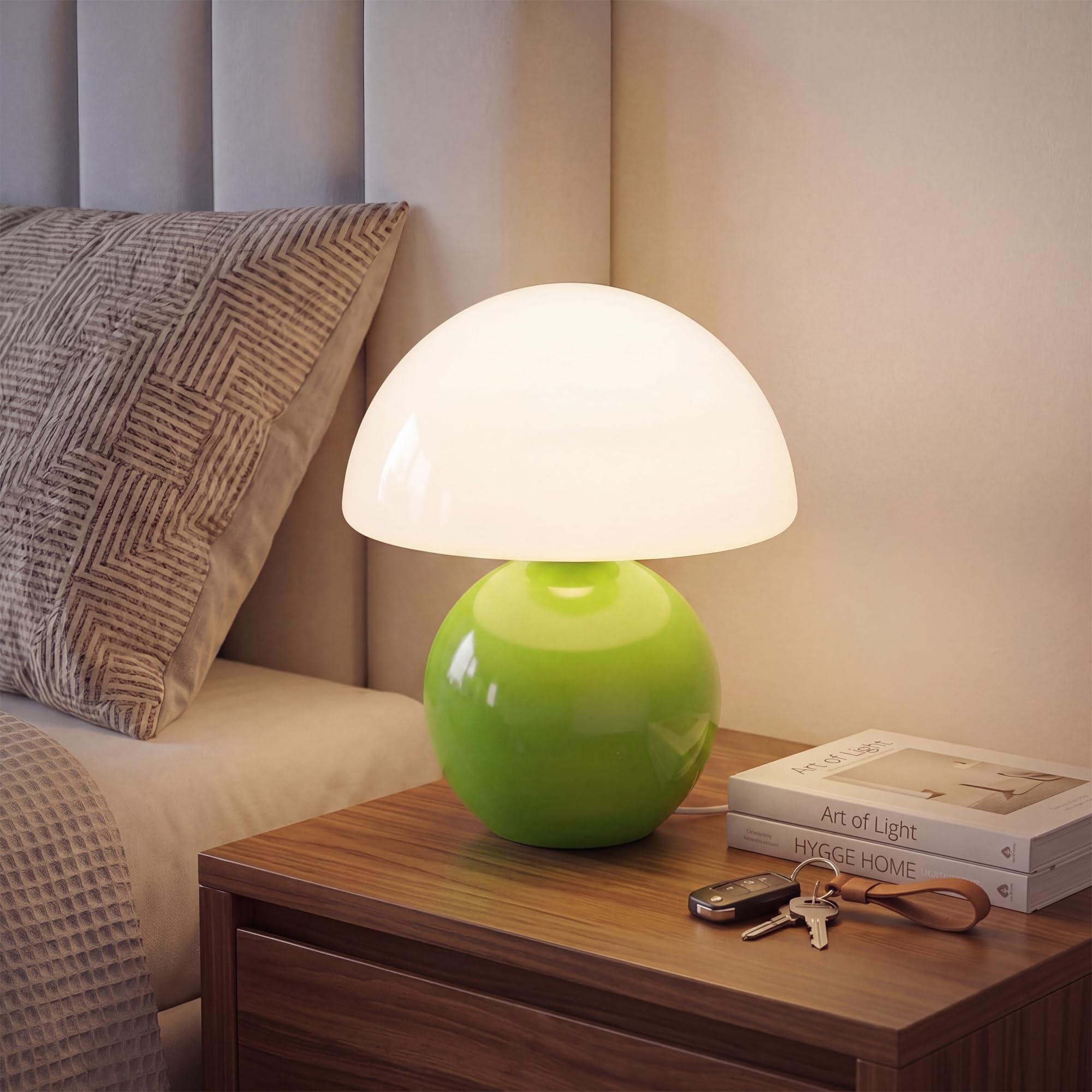 Dawnwake Mushroom Lamp Table Lamp for Bedroom, Desk Bedside Small Lamps for Living Room Night Stands, Mushroom Decor Cute Mini Modern Mid Century Lamps(Green) — image 1