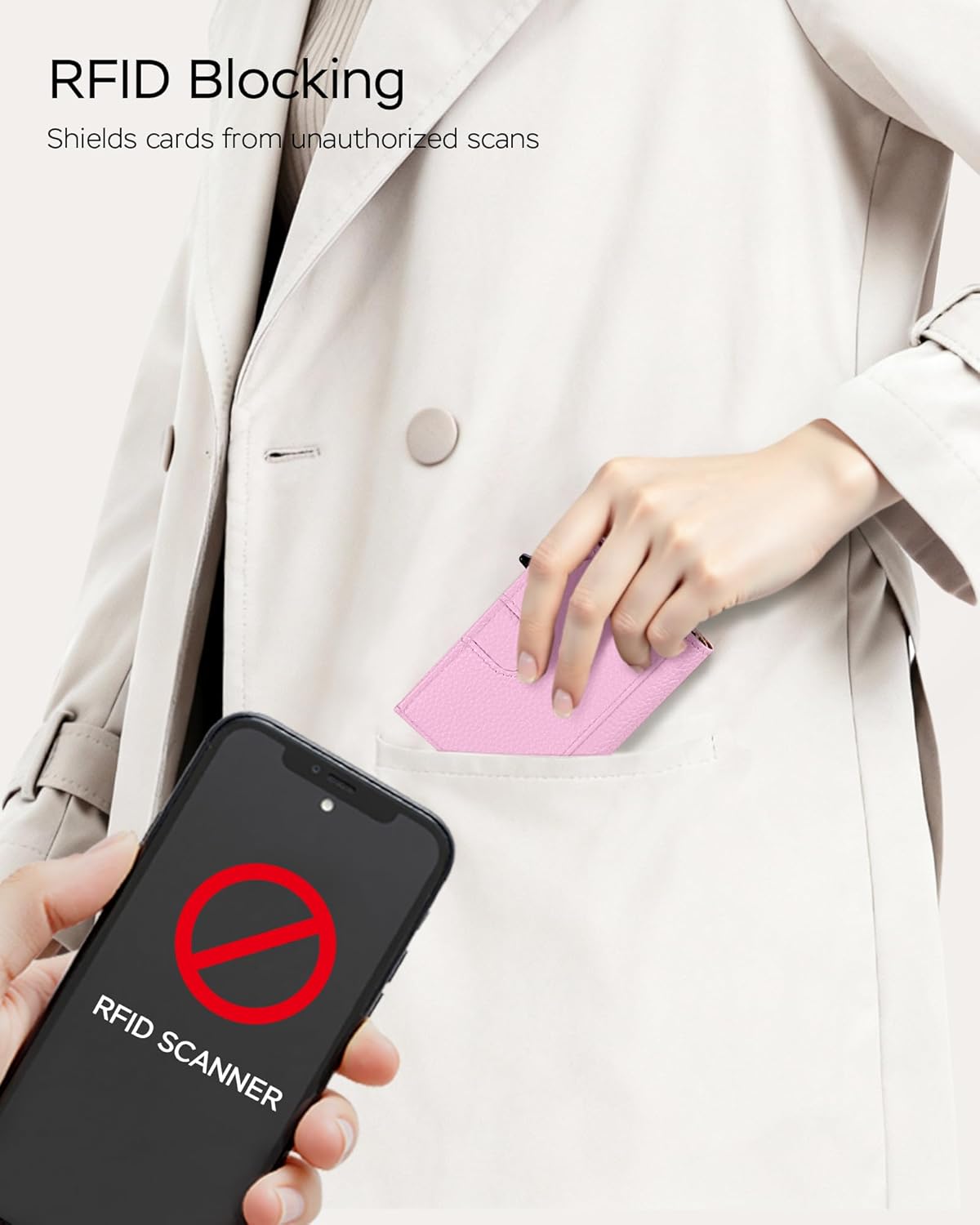 Women's Small Wallet - Soft Sakura Pink Aesthetic, RFID Blocking Smart Metal Pop Up Card Holder, Ultra Slim Fits Most Bags & Pockets, Holds 11+ Cards 10+ Bills, Gift for Her - Image 4