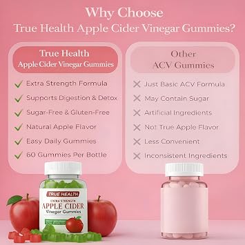 Apple Cider Vinegar Gummies, Apple Flavoured – Vegan ACV Gummies, for Digestion Support, Weight Management, Metabolism Balance and Extra Energy Boost, 1000MG – 60 Units per Bottle