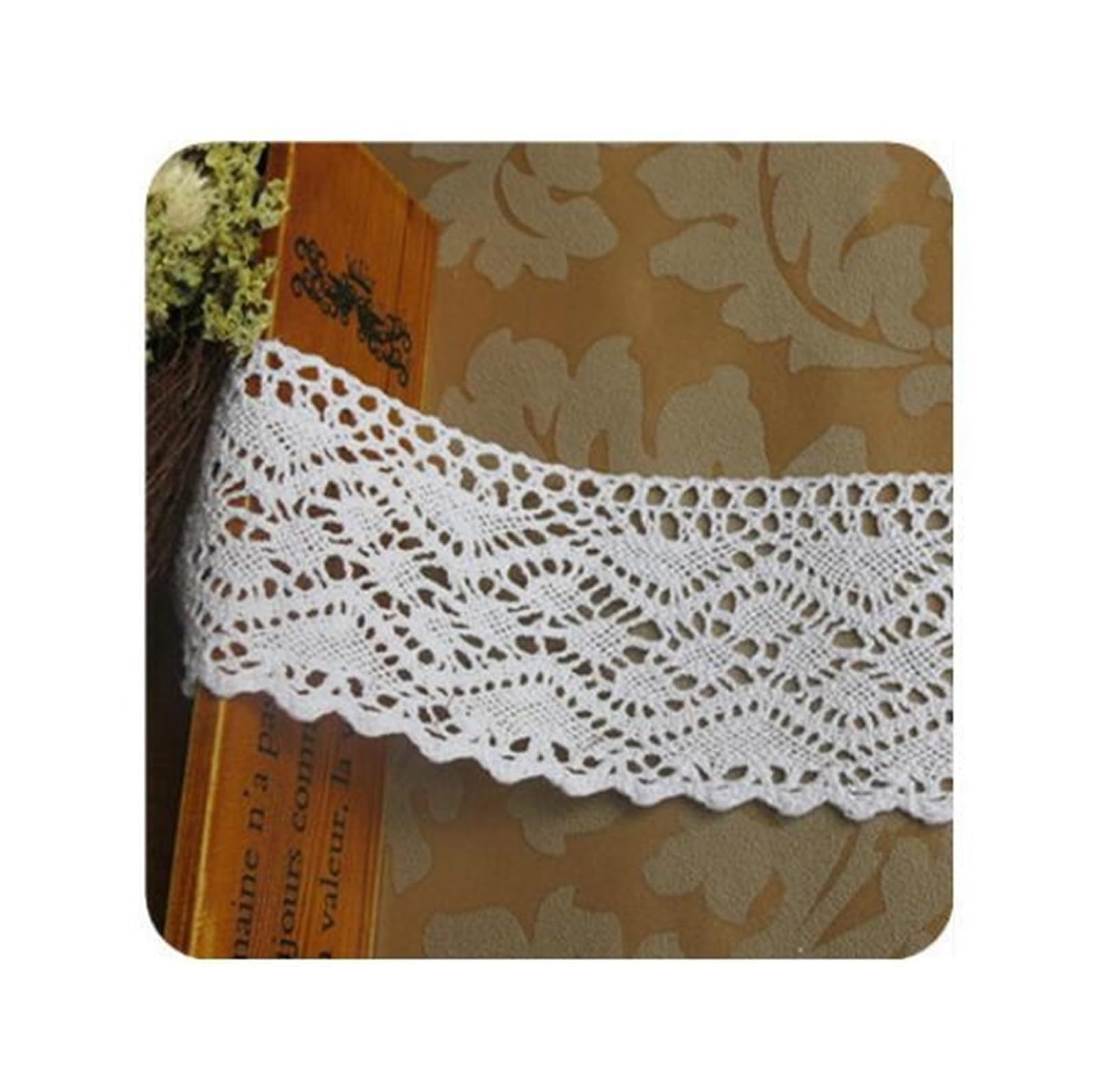 1 unidad/200,0 m de algodón con ribete encaje blanco Para Hogar | Cinta de encaje bordado, tela de encaje de ganchillo, manualidades hechas a mano, accesorios de costura de ropa