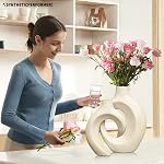 Vases en céramique blanche -Let de 2,Vase moderne pour décoration maison, Vases Boho pour décoration minimaliste nordique, salle à manger de mariage Salon Entrée Table...