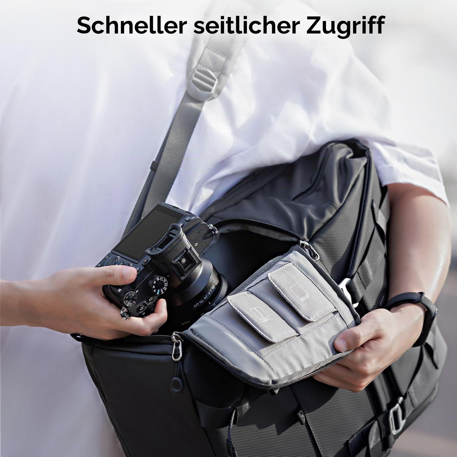 K&F CONCEPT Kamerarucksack 20L, Große Camera Backpack 15,6 Zoll Laptopfach, Spritzwassergeschutzt Fotorucksack mit Regenschutz, Kameratasche Groß für DSLR SLR (Schwarz)