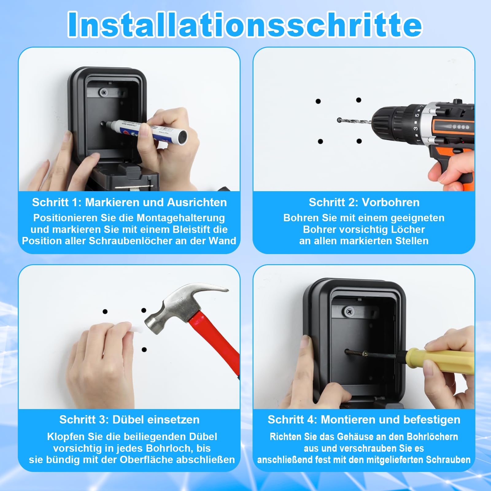 Schlüsseltresor mit Zahlencode, Smart Schlüsselbox, Key Lock Box