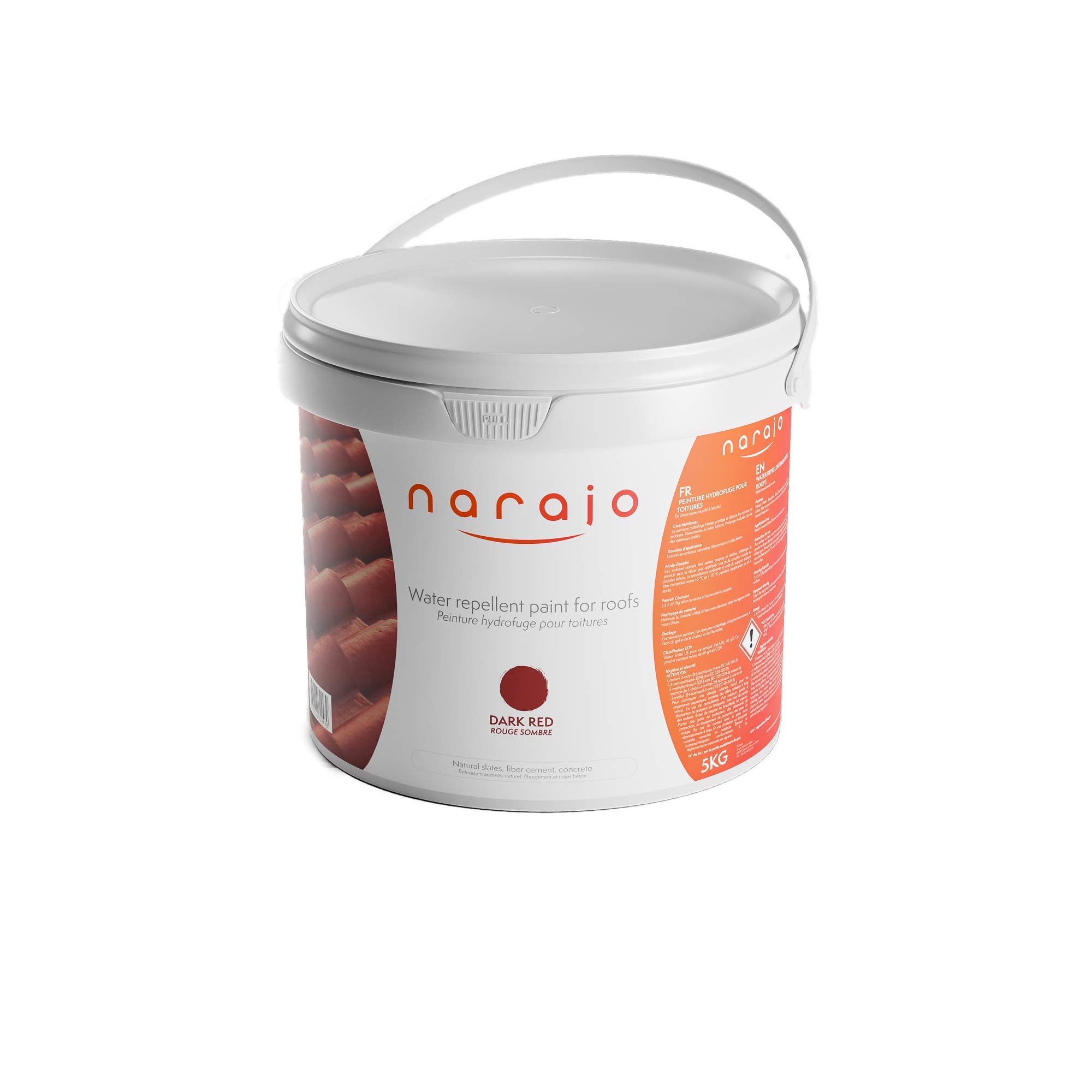 NARAJO® - Coloured Roof Coating, Sealant Paint - Dark Red - Ready to Use Waterproofing for Roofing -