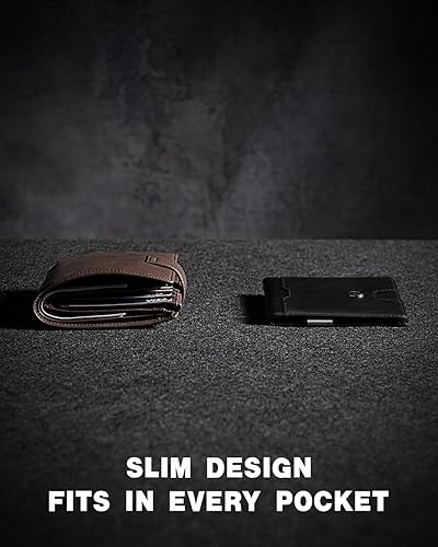 Miniatura 5 de RUNBOX Cartera delgada para hombre con clip para dinero, bloqueo RFID, soporte para tarjetas de crédito plegable para hombres con caja de regalo,