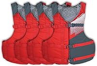 Stohlquist FIT Universal Adult Life Jacket PFD 4-Pack | USCG Approved, Lightweight Adjustable for Kayaking, Boating, 90+ lbs Men Women