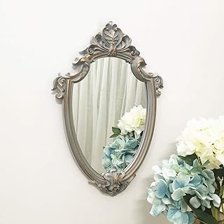Yash Decorative Wall Mirror, Vintage Hanging Mirrors for Bedroom Living-Room Decor,11â€x 16.5â€, Golden Gray