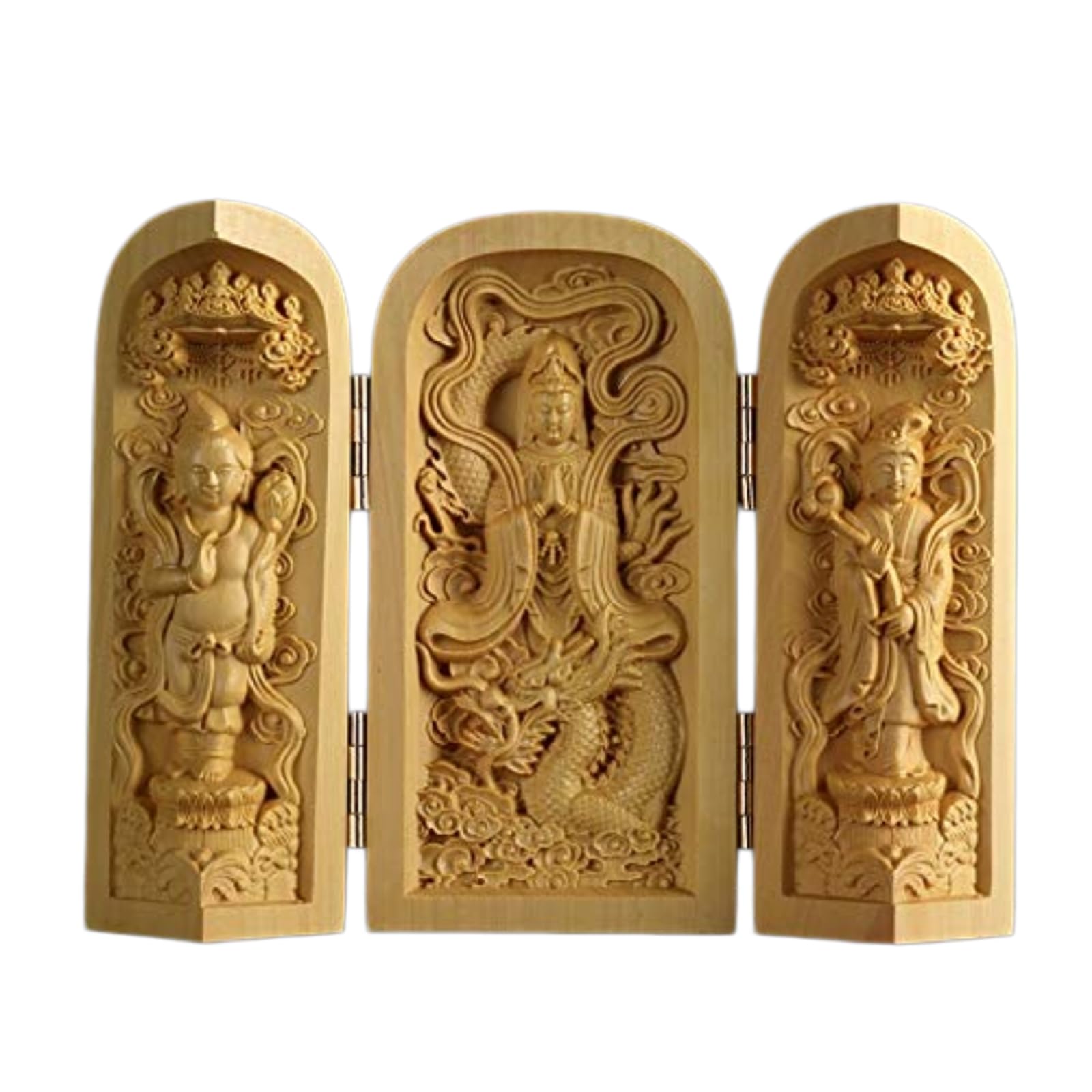 YXCQHZM Buddha Statue Solid Wood Carving Mini Sankai Buddha Fudo Myoo Mini Guardian Monument Figure Decorative Statue (A9)