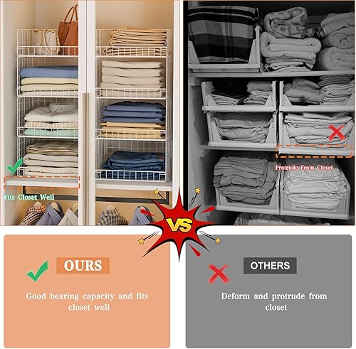 Miniatura 4 de Organizadores de armario apilables de 4 niveles y estantes de almacenamiento, sistema organizador de estantes plegables para armario, cajones de