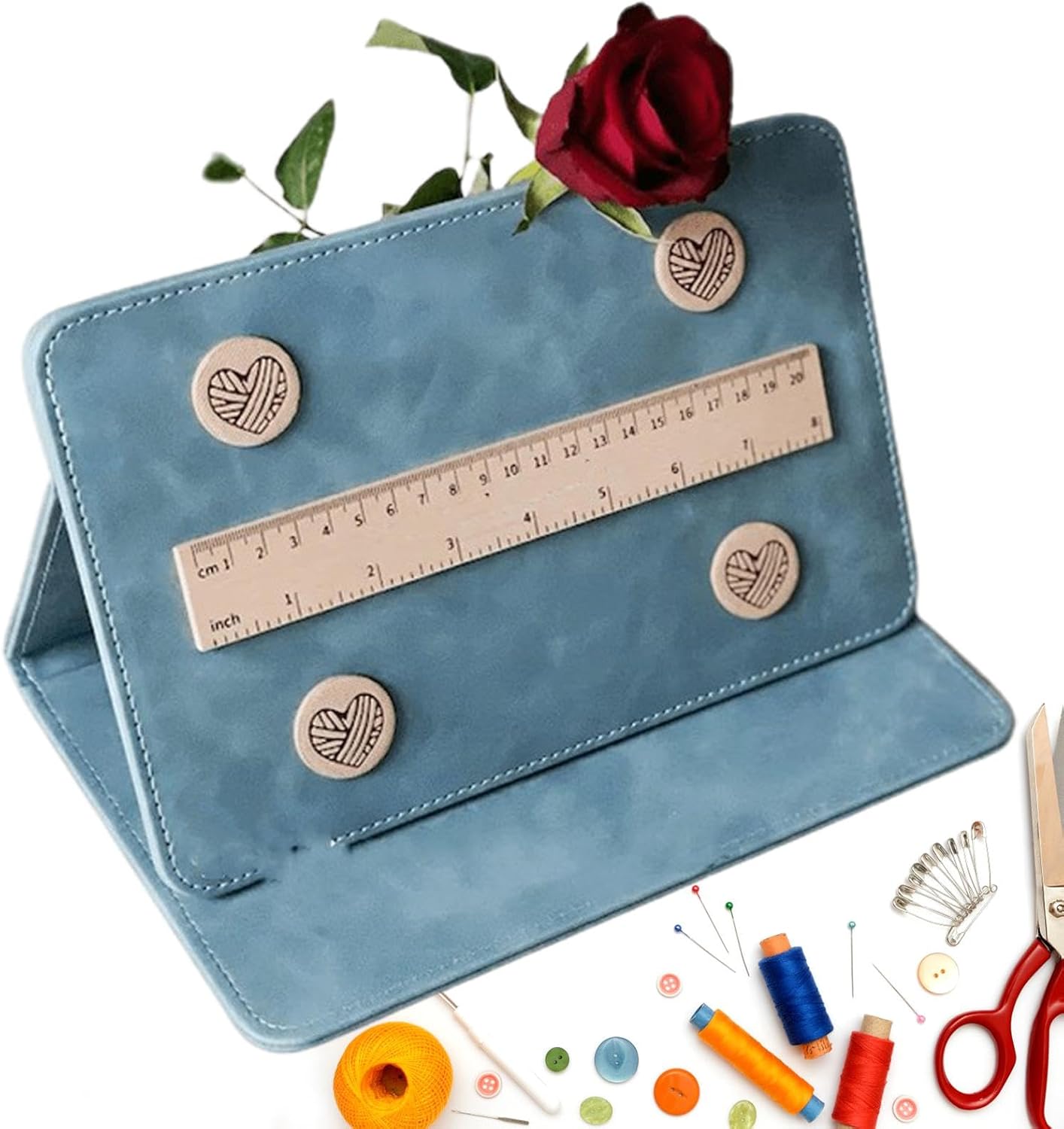 Knitting Pattern Holder, Magnetic Chart Holder Knitting Tool, Crochet Knitting Chart Holder, Knitting Tool Accessories, Foldable Knitting Chart Keeper with Magnet Ruler