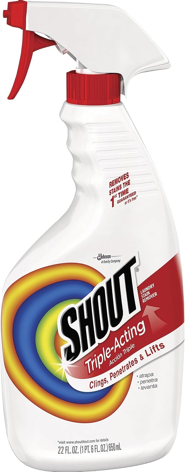 Shout Liquid Triple-Acting Laundry Stain Remover for Everyday Stains, Fresh, Trigger, 22 oz