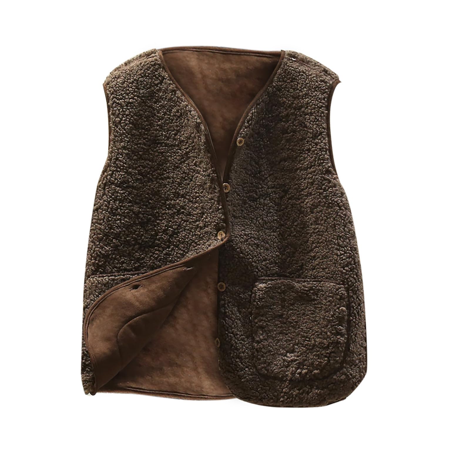 Teddy Fleece Weste Damen Kurz Ärmellose Fleeceweste Locker Teddyfleece | Weste Teddy Damen Komfortabel Fleecejacke mit Knöpfen Winter Warm Teddyweste Outdoor Fell Plüschweste Winterjacke