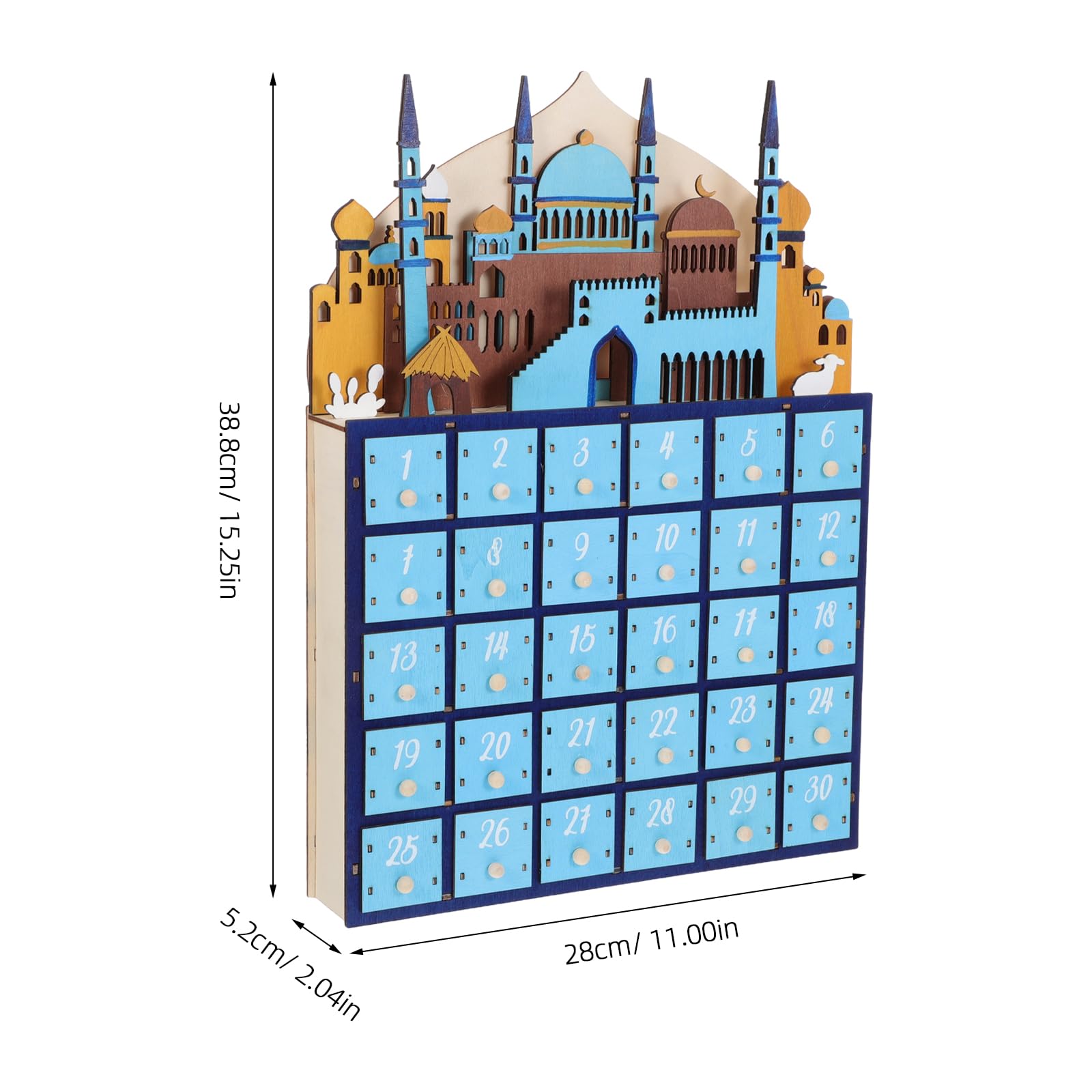 Ramadan Holz Countdown Kalender 2 Stück mit 30 Tagen für Wohnzimmer Dekoration und Familienbindung Vielseitiger Eid Mubarak Adventskalender als Ramadan Deko