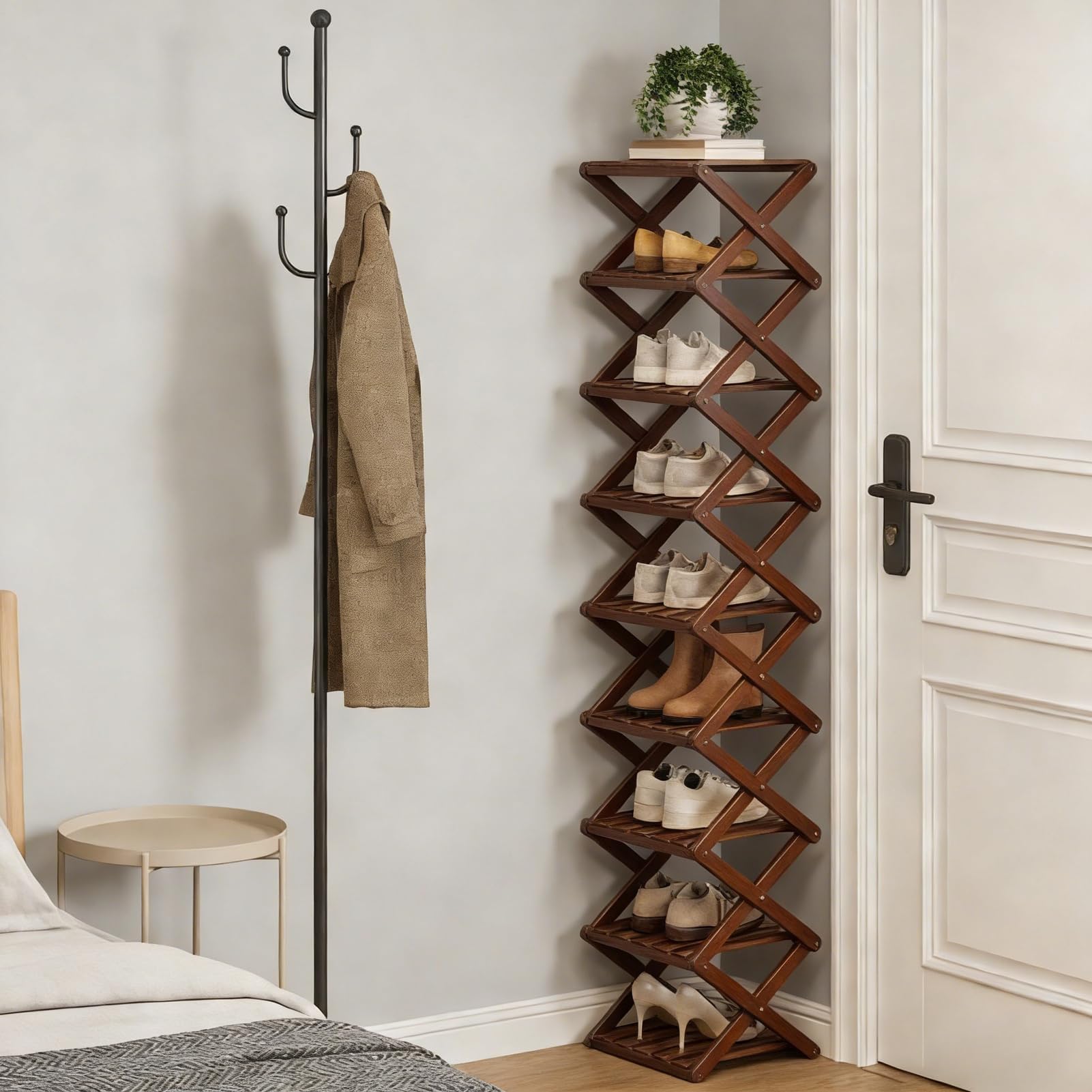 Scarpiera verticale in legno a più livelli, per ingresso, camera da letto, armadio, corridoio e fango, soluzioni di archiviazione