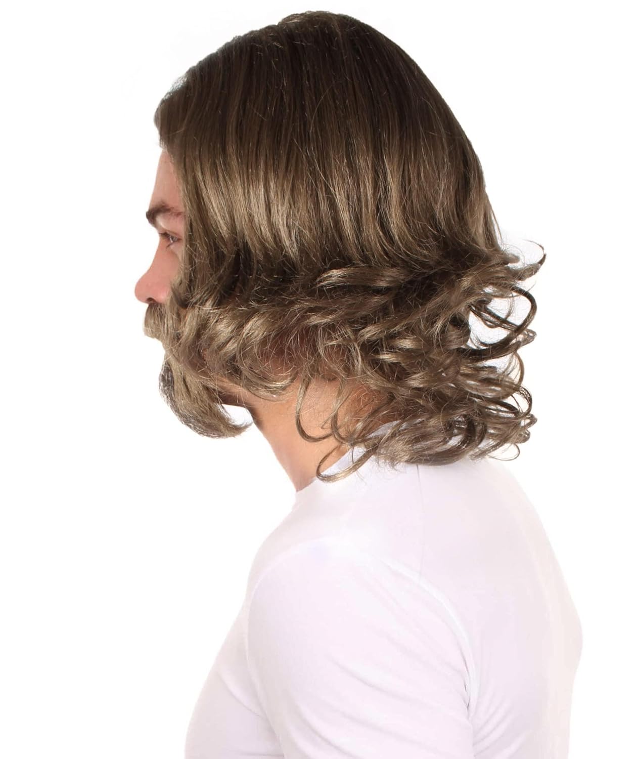 HPO Adult Men's Dark Brown The Dude Big Lebowski Wig & Beard Kit, Synthetic Soft Fibers, Perfect for your Halloween & Cosplay Party - Image 8