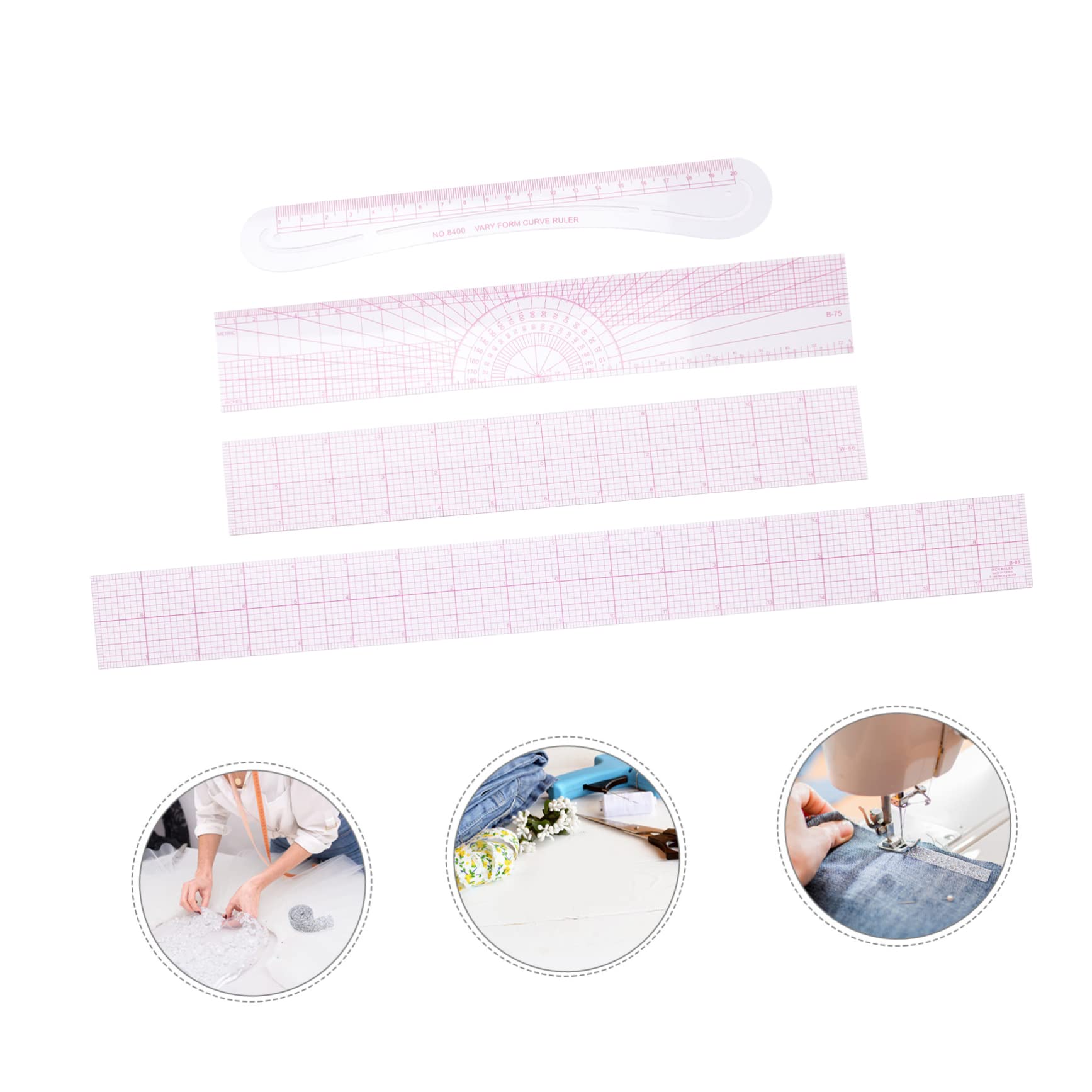 ARTIBETTER Reglas Transparentes Curvas Para Costura Y Acolchado Herramienta Resistente Para Dibujo Y Corte Manual Para Principiantes Y Diseñadores De Ropa 4 Piezas X 4