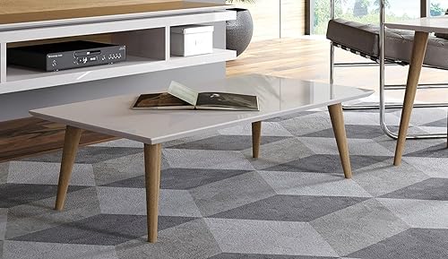 Miniatura 2 de Manhattan Comfort Utopia - Mesa auxiliar rectangular baja, color blanco brillante