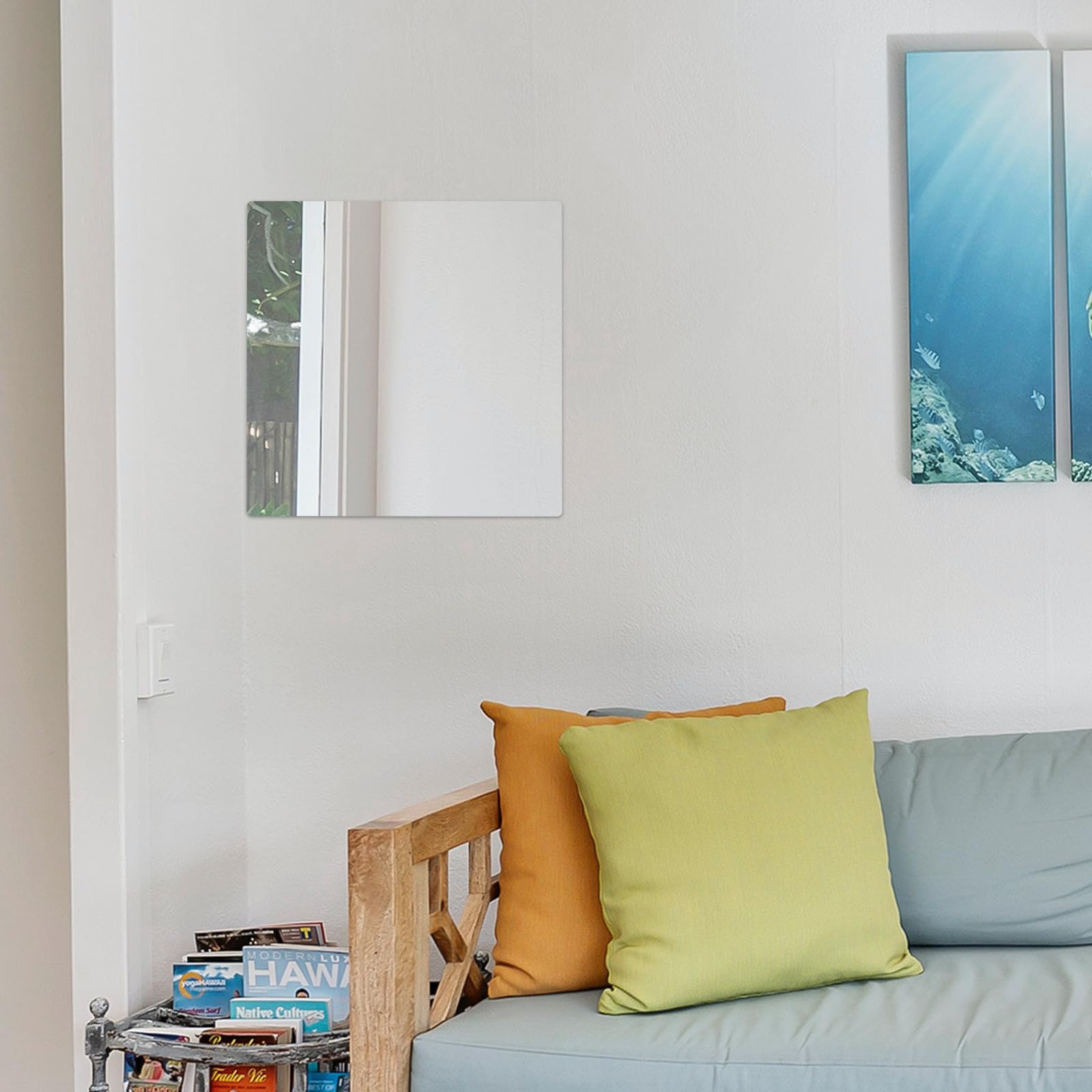 4 Stück Selbstklebende Badezimmer Spiegel Wandaufkleber aus Acryl mit Abgerundeten Ecken Unzerbrechlich und Hochauflösend für Innenräume