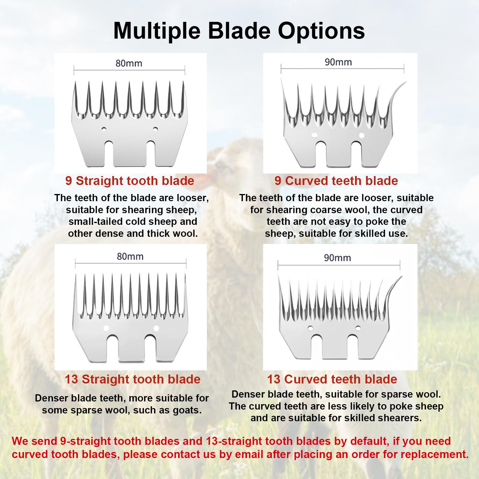 Esquiladoras para Ovejas con Cable De 2800 W, Potentes Tijeras Eléctricas para Ovejas, Adecuadas para Esquilar Ovejas, Cabras, 9 Dientes Rectos Y 13 Dientes Rectos