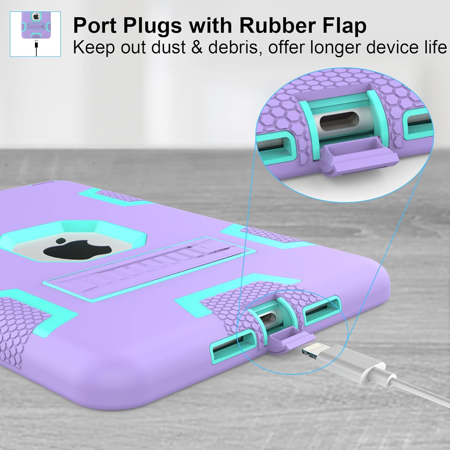 CCMAO iPad mini 5 Case 2019, iPad mini 4 Case 2015, Heavy Duty Shockproof Hybrid Protective Cover for iPad mini 5th/4th Generation 7.9 inch, Purple+Green - Image 4