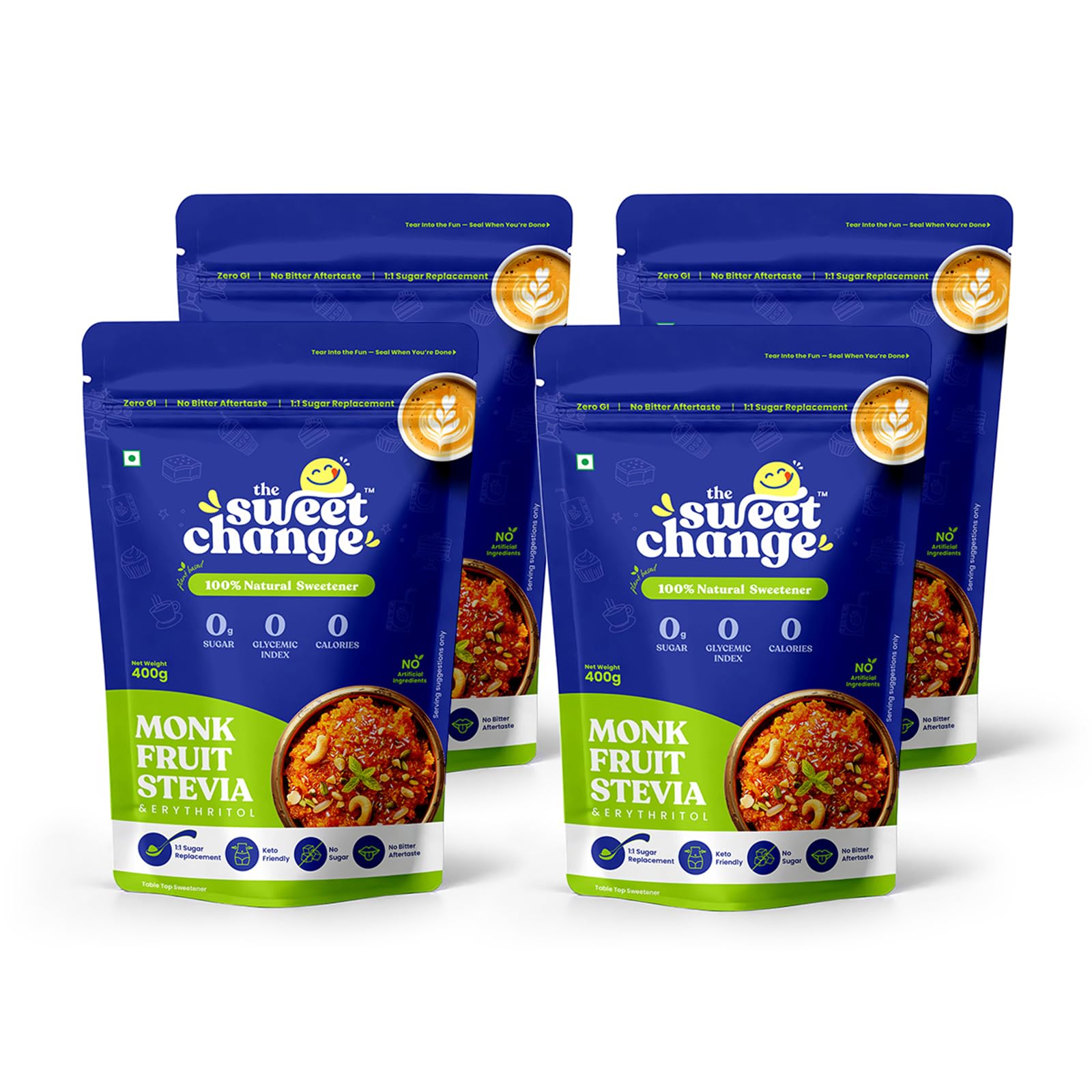 THESWEETCHANGE Monk Fruit Sweetener Powder | 400g x 4 | 100