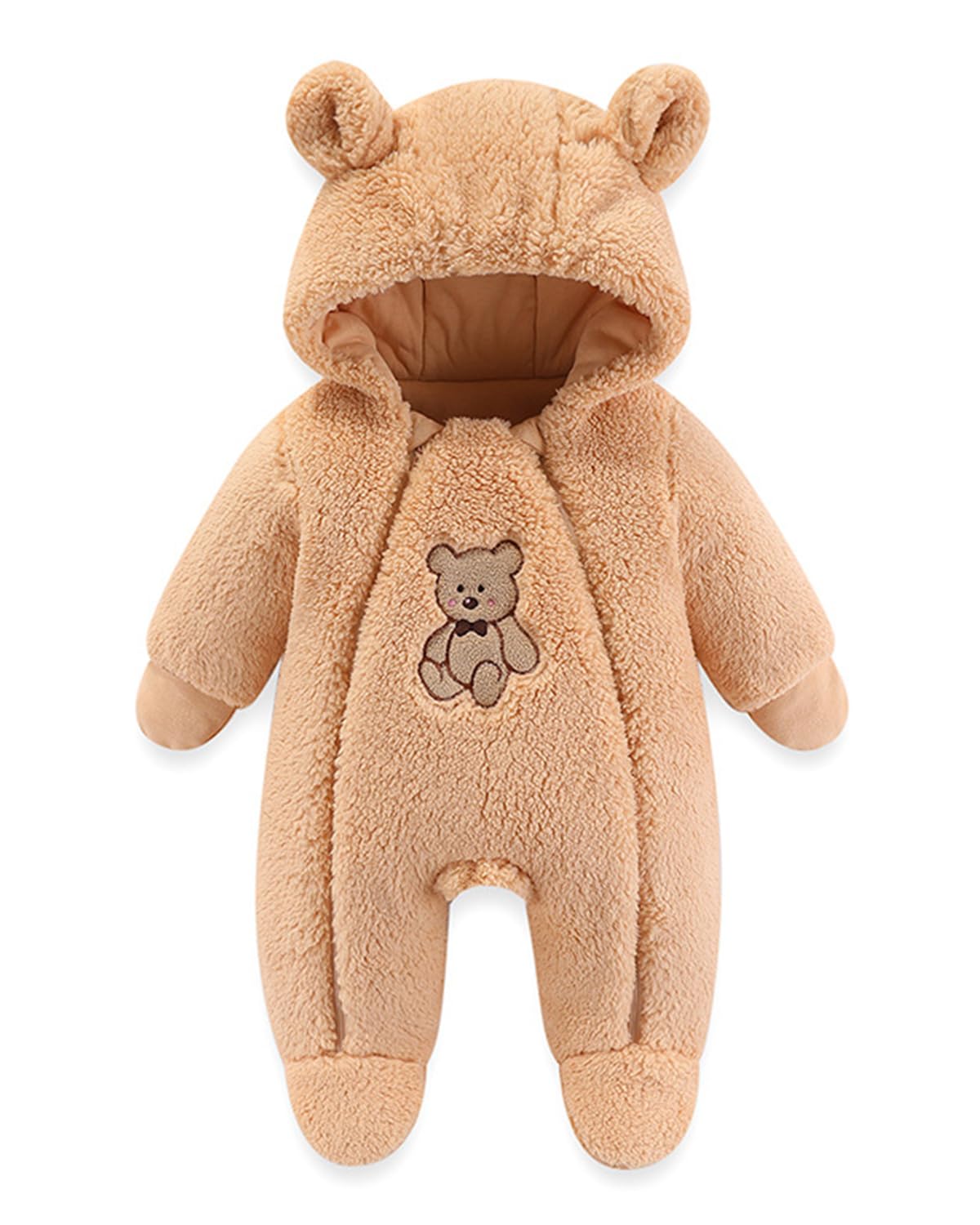WYTbaby Tuta invernale in pile caldo, per bambini, con cappuccio, per bambini, 0-12 mesi