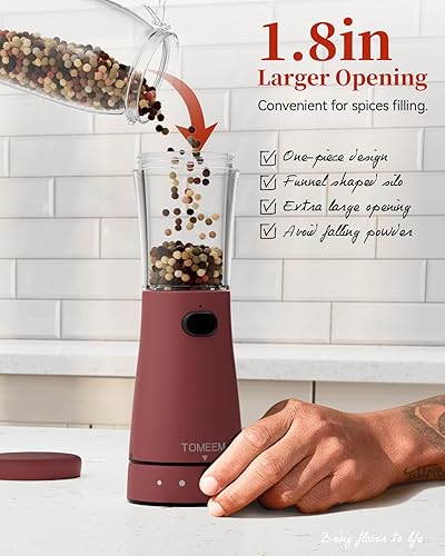 Miniatura 131 de Juego de molinillo eléctrico de sal y pimienta con base de almacenamiento, juego de molinillo de sal y pimienta recargable de acero inoxidable