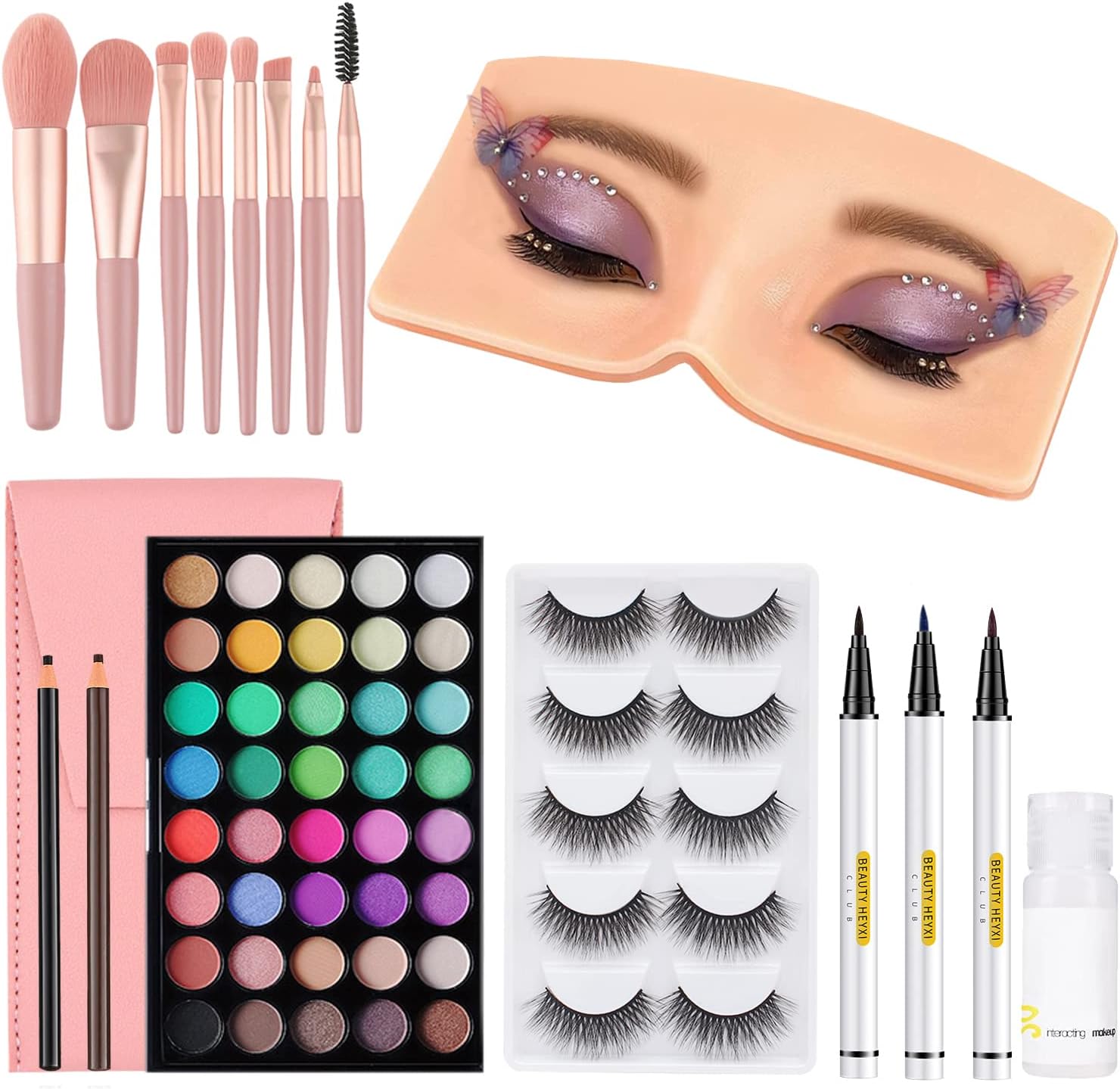 3D Reusable Makeup Mannequin - Practice Face Board with Eyeshadow Palette for Makeup Artists & Beginners