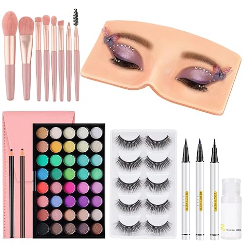 Tabla facial de práctica de maquillaje, maniquí de maquillaje reutilizable 3D, maniquí de sombra de ojos, práctica de maquillaje con kit de