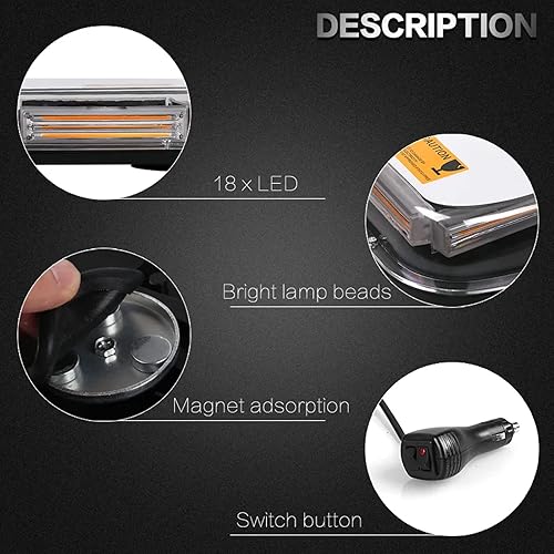 Miniatura 10 de TOPKU Barra de luces estroboscópicas de emergencia de 11 pulgadas, LED de 12-24 V, alta visibilidad, advertencia de seguridad, barra de luz