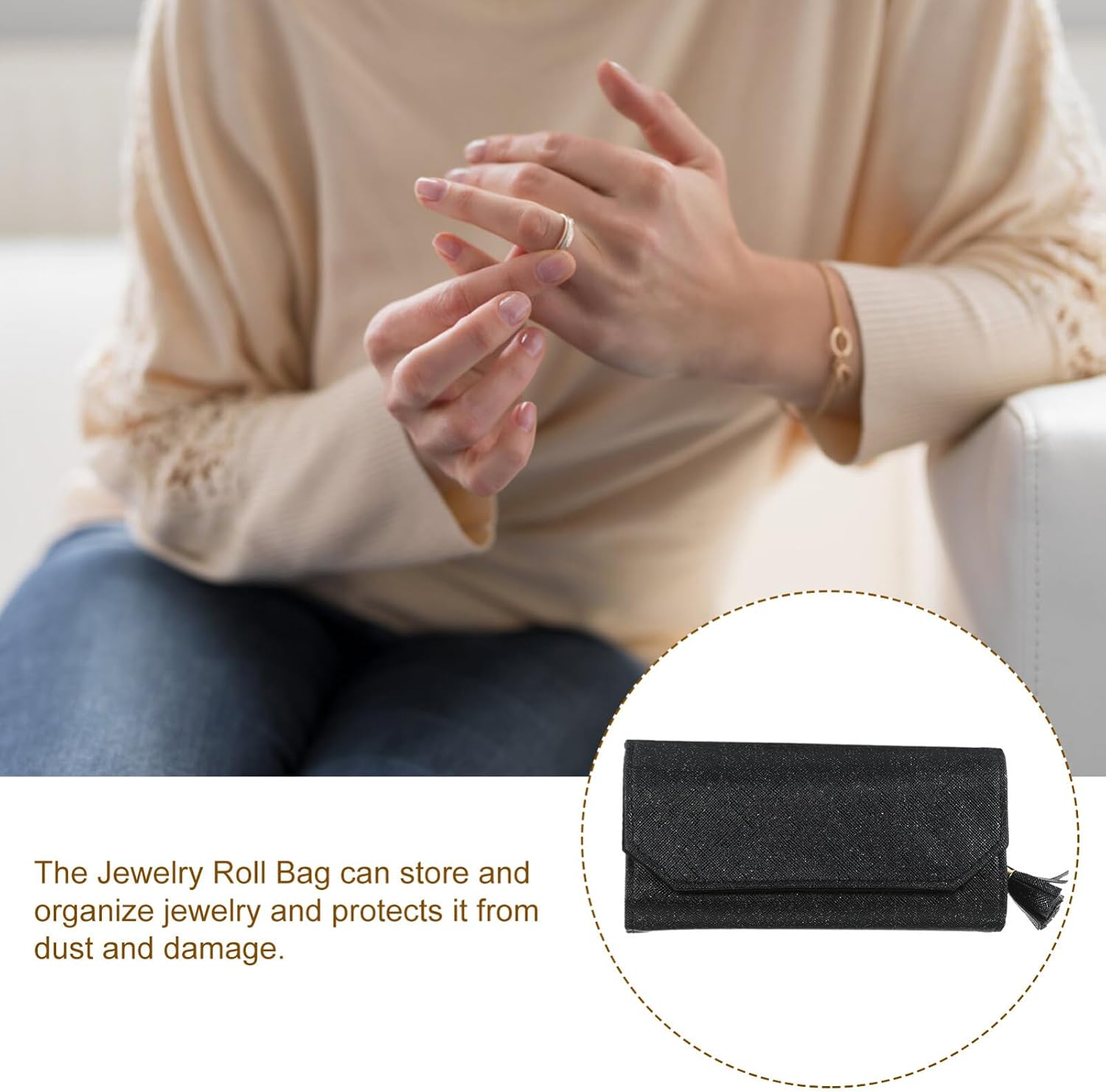 Alipis Portable Travel Jewelry Organizer Roll Multifunctional Foldable Case Shimmering Pu Lightweight and Jewelry Storage for Easy Organization and Travel