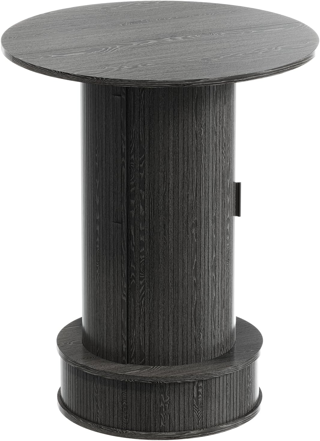 Round Bar Table with 2-Tier Hidden Storage, 38.1" High Wood Bistro Pub Table with Footrest, Rustic Cocktail Table for Kitchen Nook, Living Room, Apartment & Small Spaces, Black