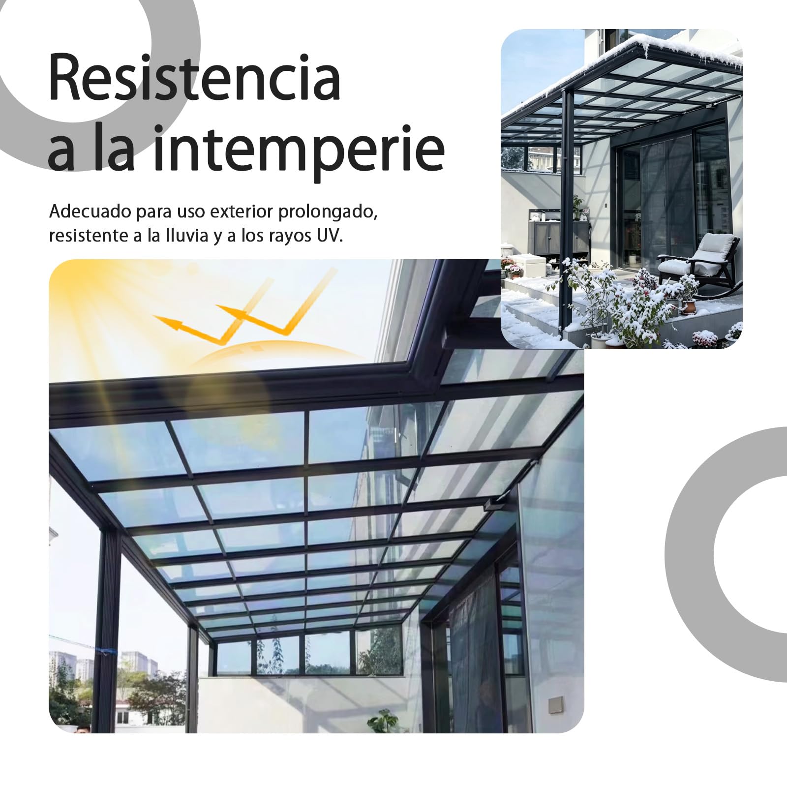 Policarbonato Placas Transparente 1 mm Planchas Tejados, Resistente UV Paneles, Planchas Revestimiento de Repuesto para Techos,Cocheras,Solarios, 1.5×2m (5.1×6.6ft)