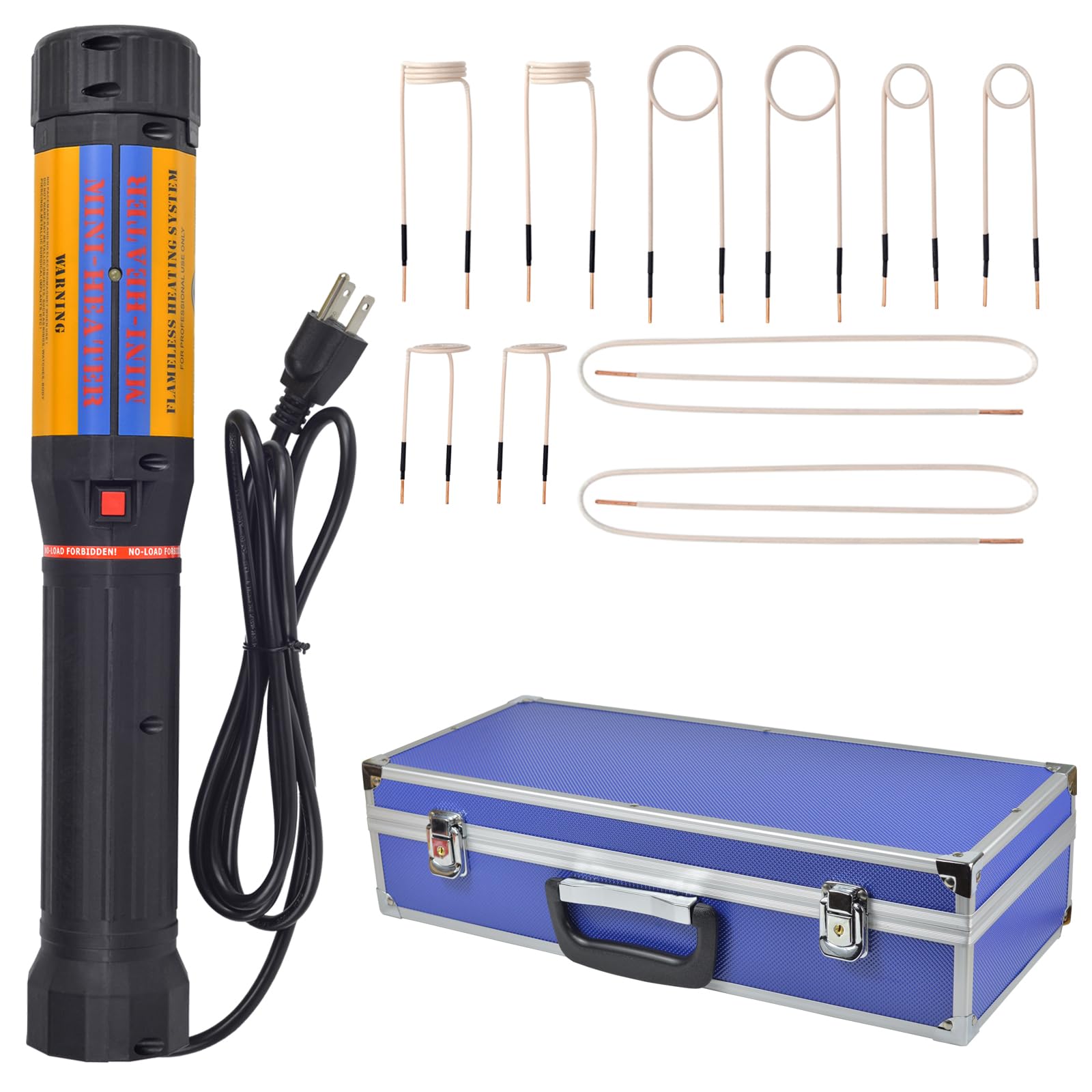 1200W Flameless Handheld Magnetic Induction Heater Kit – Bolt Remover & Heat Induction Tool With LED Light, Heating Coils, For Rusted Nuts, Bolts, Bearings – Car Repair & Machinery
