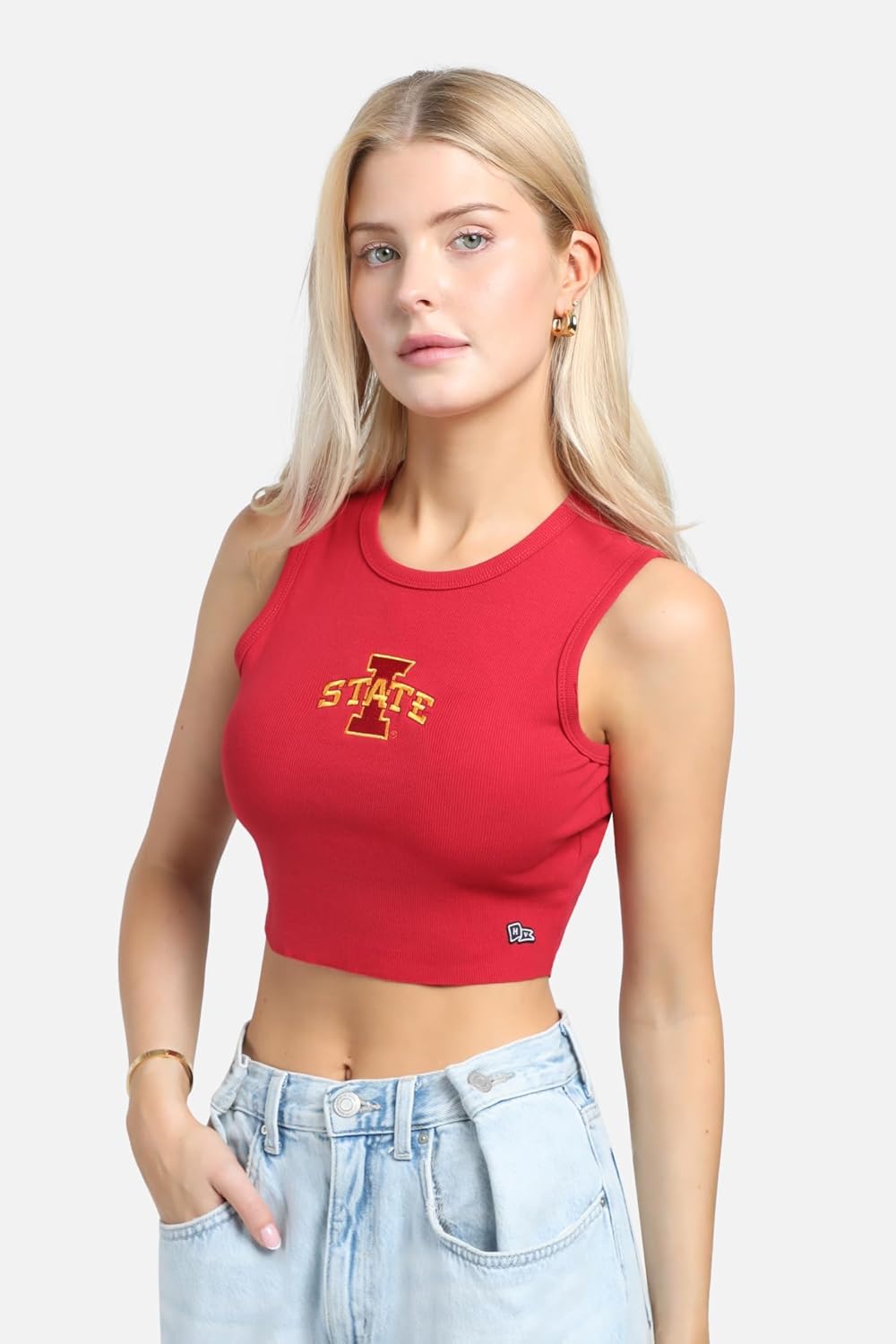 HYPE AND VICE Cut-Off Tank Top for Women – University-Themed Fitted Cropped Tank, College Tops for Game Day & Tailgate