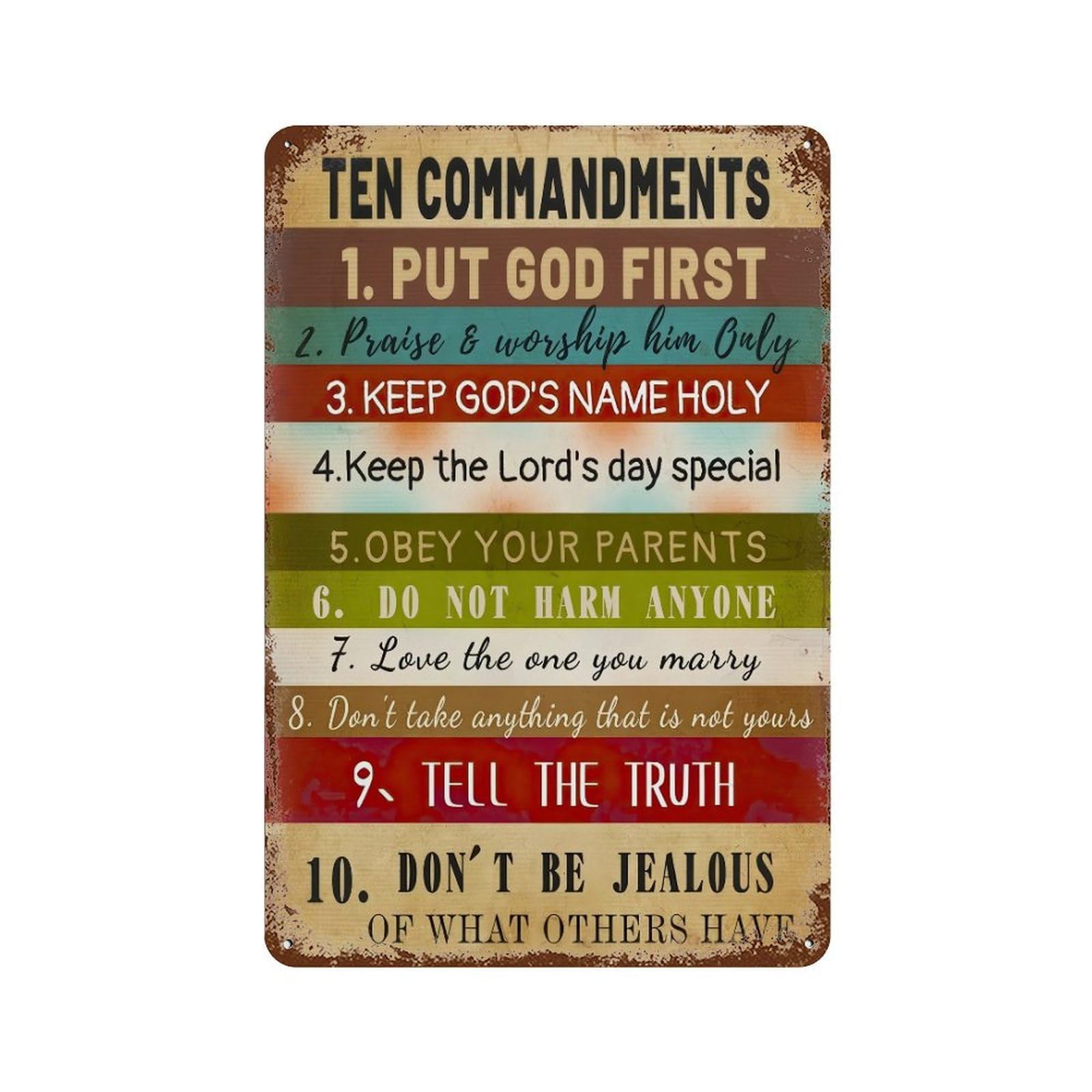 xiaoxiaoshen 10 Commandments Inspirational Christian Wall Decor Art Metal Tin Poster Modern Home Decor Art Home Bar Shop Decorations Vintage Sign 30x20cm
