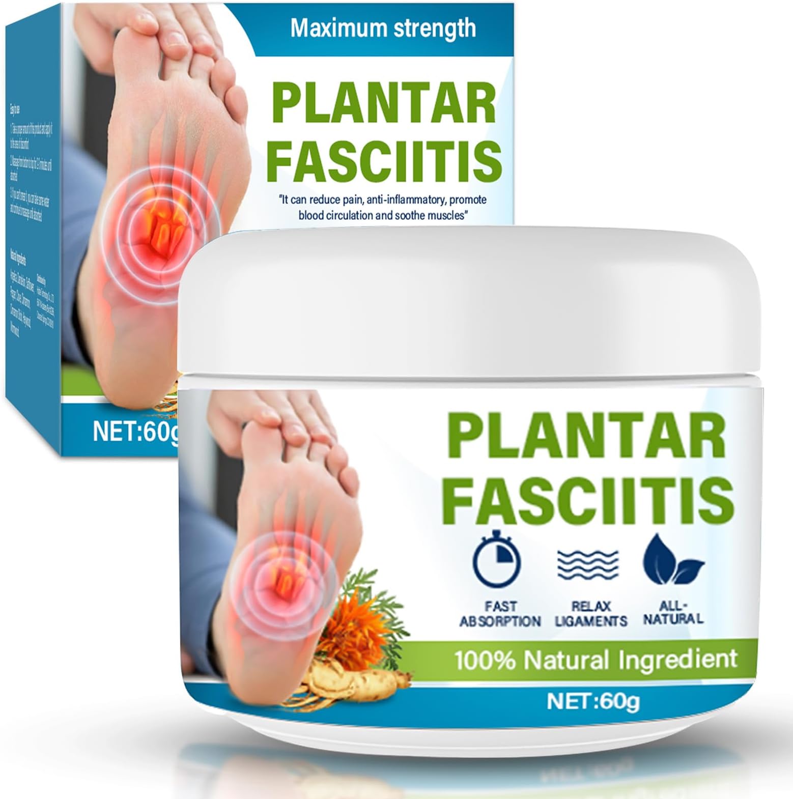 Plantar Fasciitis Cream, Natural Plantar Fasciitis Relief Cream, Heel Relief Cream for Plantar Fasciitis & Heel Spurs, Maximum Strength Soothe & Relieve