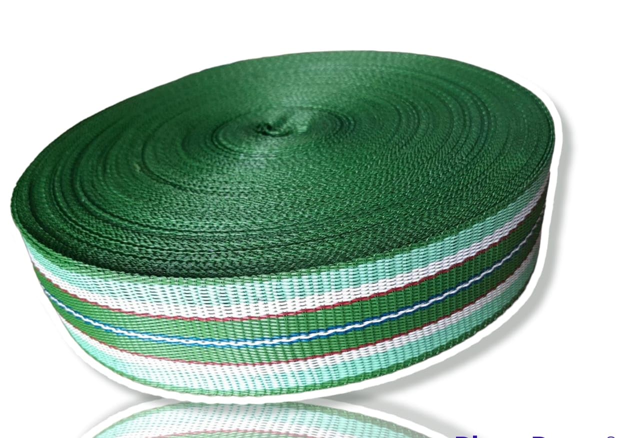 BASRAH NIWAR 2-Inch Nylon Niwar Roll for Folding Khat, Khatiya, Charpai - (3×6feet) Folding Size, 1kg - Vibrant Green Color Pack of.2