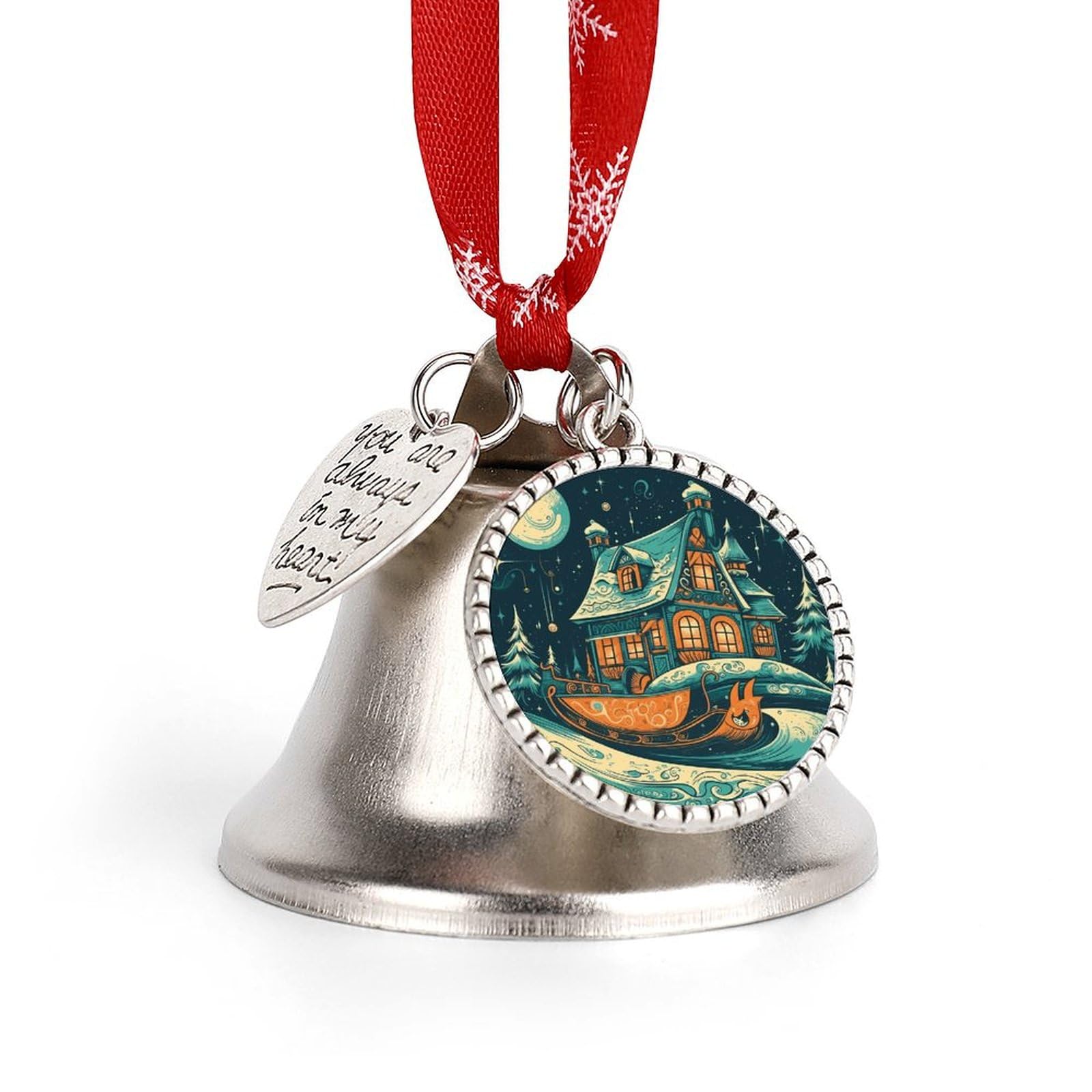 Christmas Bells Christmas Decor Sled in The Snow Printed Sleigh Bell for Wreaths Outdoor Indoor Christmas Decorations