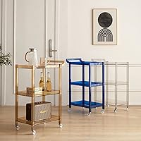 Vista 2 de QQXX Carrito de barra de acrílico, carrito rodante de 3 niveles con ruedas y asa, organizador de almacenamiento de mesa auxiliar transparente