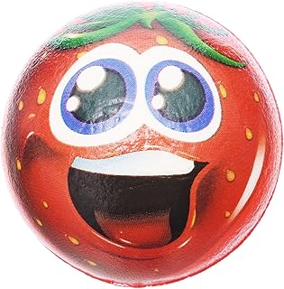 Bubber Small Ball With Cute Face and Strawberry Design Set Of 1 Piece For Kids - Multi Color